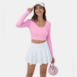 Halara Pink Cloudful Long Sleeve Adjustable Buckle Cropped Sports Top